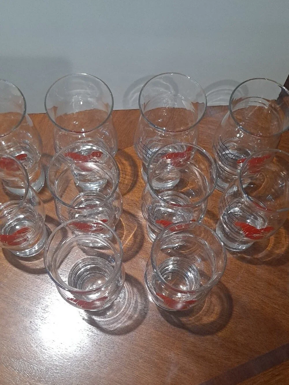 VINTAGE Libbey Clear Glass Tumblers with Red Lobster Motif - Set of 10.   NEW!